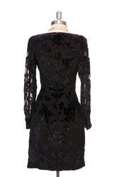 80s Emanuel Ungaro Black Burnout Velvet Dress